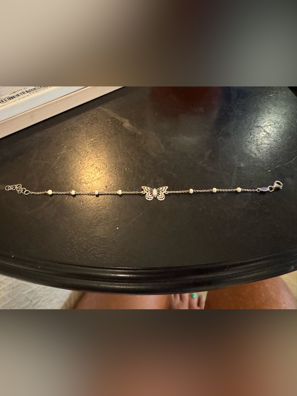Delicate Silver Butterfly Chain Bracelet - White Accents
